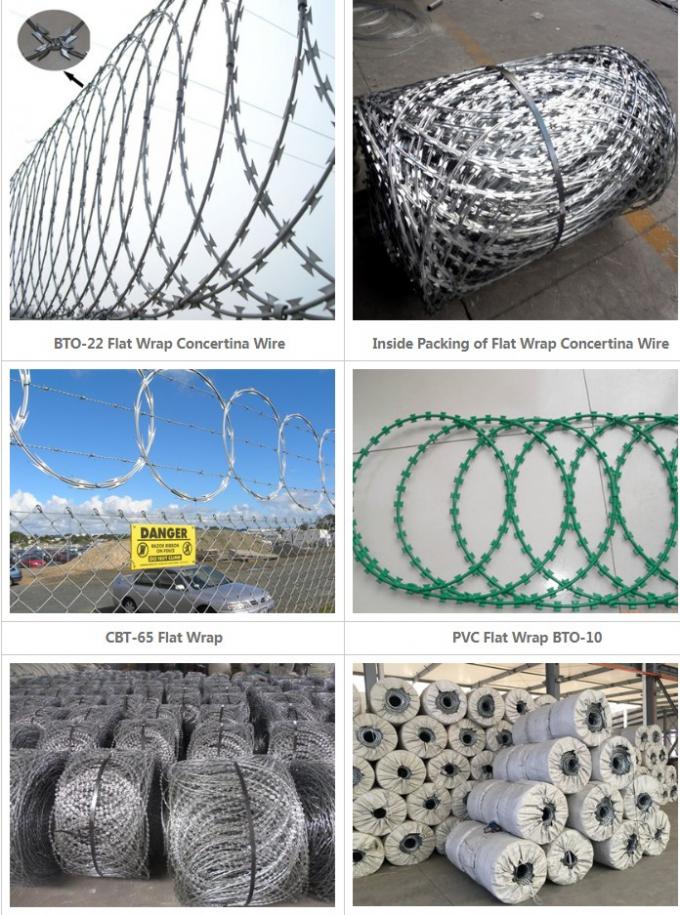 Flat Wrap Coiled Razor Wire Hdg Hot Dipped Galvanized For Security Barrier