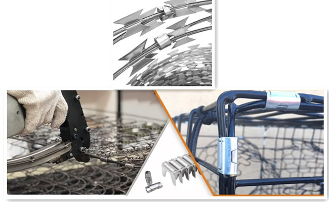 Barbed Wire Razor Wire Clip M87 CL-39 Concertina Razor Barbed Wire Fittings Galvanized Clips Long ...