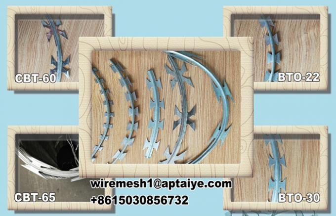 Different Types Galvanized Razor Wire BTO-11 BTO-22 BTO-30 CBT-60 CBT-65