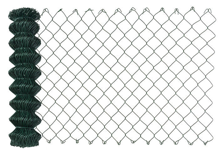 Green Color Vinyl Coated Chain Link Fence For Garden All Opening Size