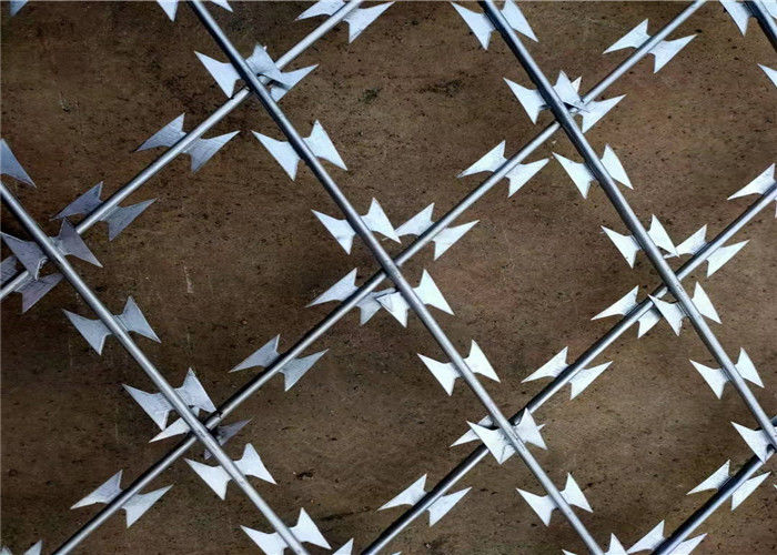 Galvanized Welded Razor Wire Mesh Fence , Razor Wire Fence With Diamond Hole Shape