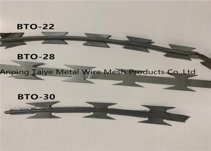 Line Razor Fence Wire , Straight Razor Wire Concertina BTO-22 For Popular