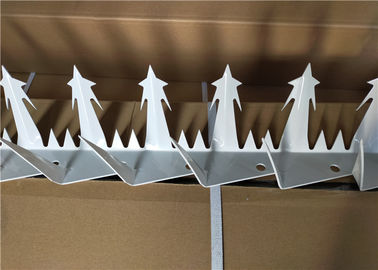 White Coated Large Size Wall Security Spikes , Metal Security Spikes On Fence